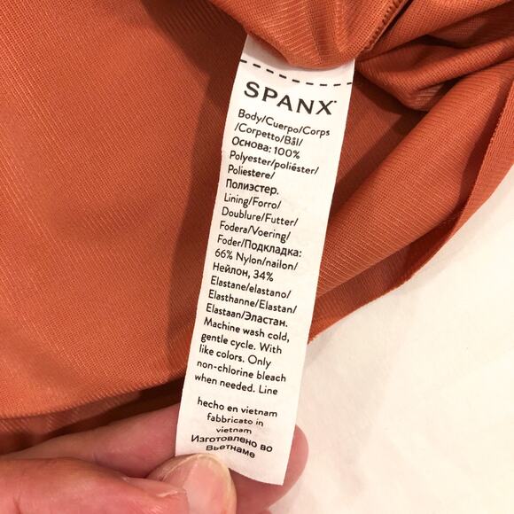 NWT SPANX Carefree Crepe Reversible Slip Midi Dress Coral Orange Sedona - Picture 8 of 14